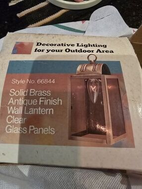 Set Of 2 Solid Brass Antique Finish Wall Lantern - Clear Glass - Unbranded